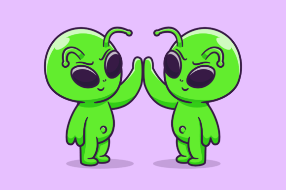 Download Cute Aliens High Fives Cartoon - Aliens Collection