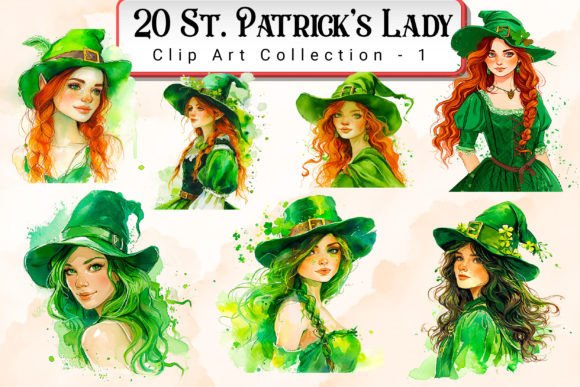 Download St. Patrick's Lady Clipart Bundle - St. patrick's Collection