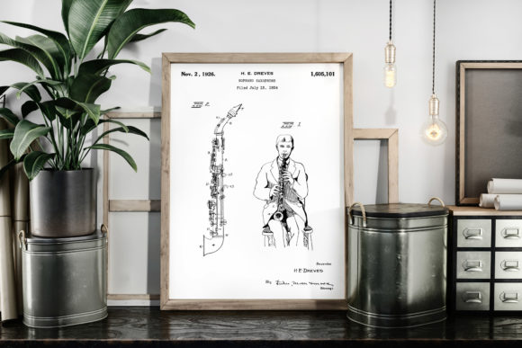 Download Soprano Saxophone 1926 Patent Art Poster - 1926 Collection