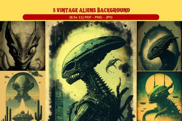 Download 5 Vintage Aliens Background - Aliens Collection