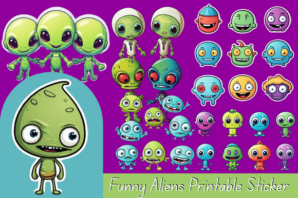 Download Funny Aliens Printable Sticker - Premium Resources